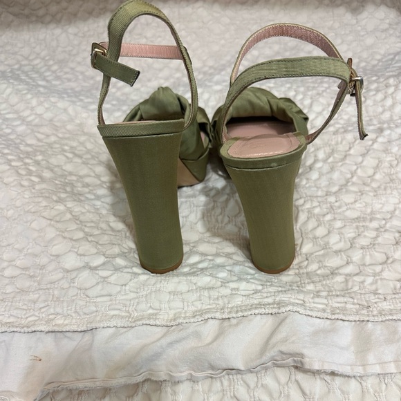 8 by YOOX brand Italy MOIRÉ PLATFORM SANDAL heels 38 olive golden green - Picture 10 of 14